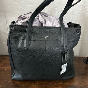T Tahari Handbag Black Leather Natural Shrunken - Tote Flash Sale!! Reg $298